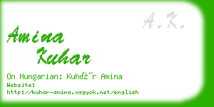 amina kuhar business card